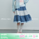 复古格纹拼接A字花边蛋糕半身裙春季 riverstone plus 女中长裙