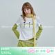 plus 假两件修身 格纹刺绣拼接长袖 riverstone t恤女春季 正肩上衣