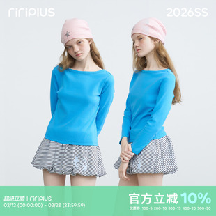 riverstone plus 船领基础款九分袖T恤女百搭正肩修身显瘦打底衫