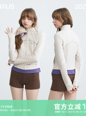 riverstone plus 波点立领修身短款运动外套女解构夹克长袖上衣