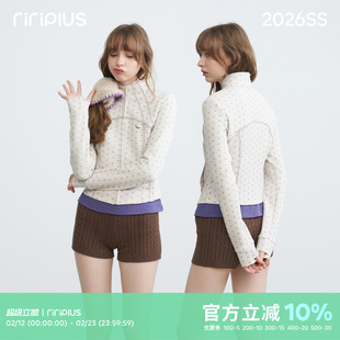 riverstone plus 波点立领修身短款运动外套女解构夹克长袖上衣