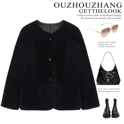 羊皮毛一体皮草外套毛绒