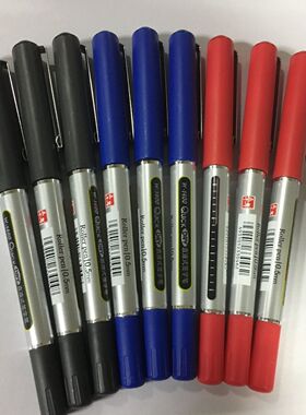 五千年W1400走珠笔中性0.5mm黑色签字水直液式红笔学生用碳素批发
