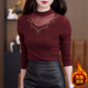 上衣百搭烫钻安可拉红洋气小衫 德绒半高领打底衫 秋冬内搭保暖长袖