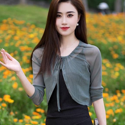 夏季薄款网纱防晒小坎肩罩衫外套女短款上衣吊带连衣裙外搭小披肩