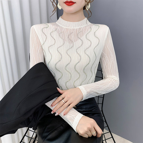 2023年新款春季网纱长袖上衣