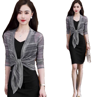 网纱小坎肩上衣女夏季吊带裙外搭防晒罩衫薄纱短款洋气披肩小外套