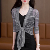 薄纱短款 网纱小坎肩上衣女夏季 吊带裙外搭防晒罩衫 洋气披肩小外套