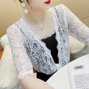 配裙子 百搭小外套防晒罩衫 开衫 蕾丝洋气外搭大码 女薄款 披肩夏季