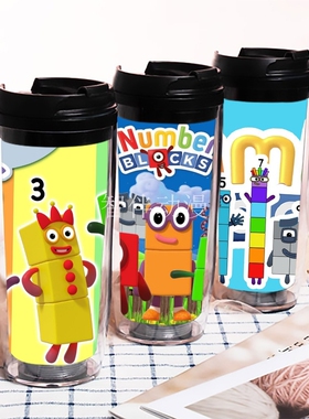 外贸Number blacks杯子亚马逊新品吸管杯周边咖啡奶茶杯隔热水杯