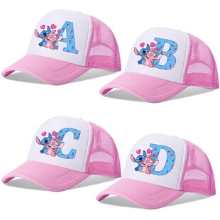 史迪奇Stitch卡通儿童字母棒球帽网透气圆顶帽嘻哈运动帽生日礼物