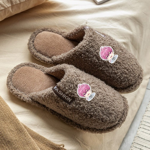 kpop plave男团粉咖动漫棉拖鞋家居室内男女款拖鞋保暖柔软防滑拖