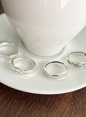 ins设计感镀银几何线条戒指女