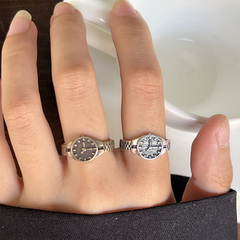 钟表冷淡风指环无性别银戒指