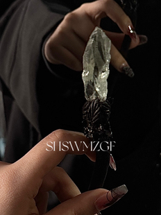 魔杖发簪天然绿水晶木质手工艺品森林女巫魔杖饰品一物一图孤品