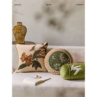 蜡笔派|中式古典|燕舞竹影扶手枕沙发靠垫东方美学高级氛围感靠枕