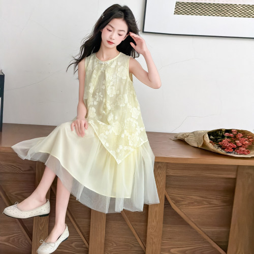 女童夏季无袖网纱蓬蓬公主裙