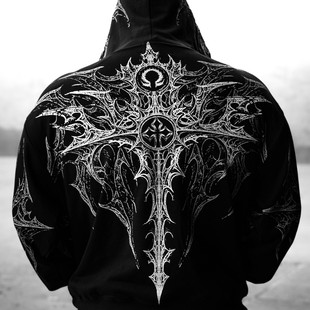 Breathedivinity哥特风运动健身毛圈拉链连帽外套‘男女同款’