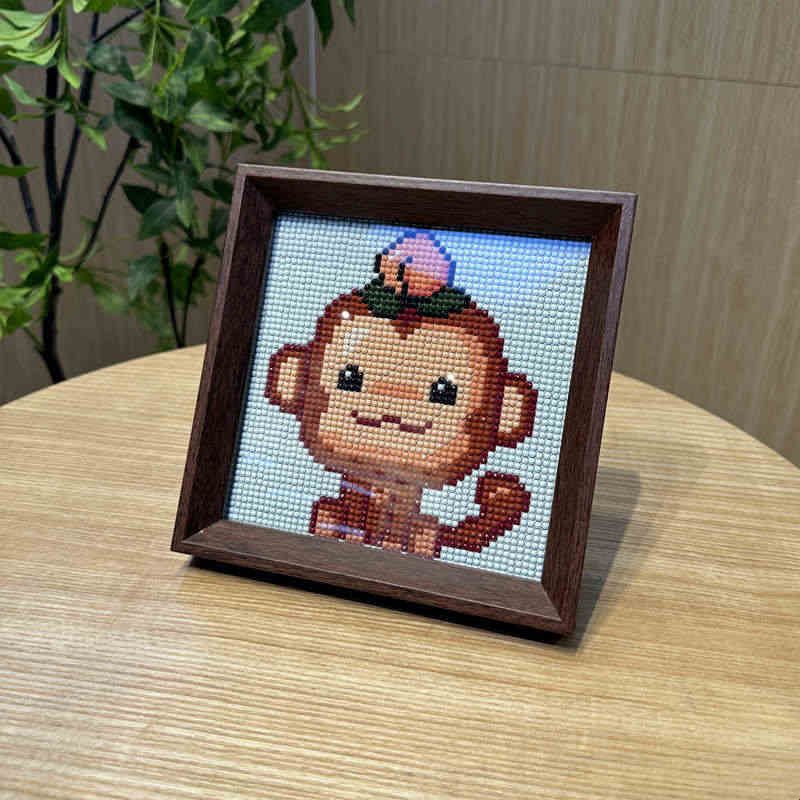 小猴子生肖带框钻石画2024新款餐厅摆台钻石绣手工钻石贴十字绣