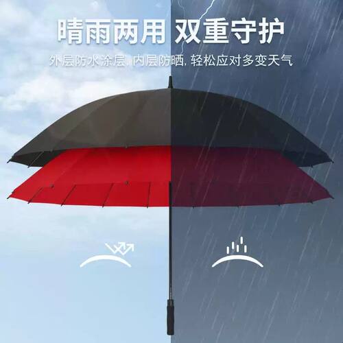 32骨双层自动雨伞长柄超大号男女加固加厚结实暴雨专用双人直柄伞