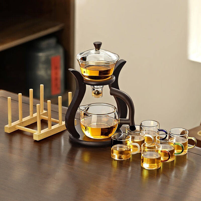 尚言坊玻璃自动茶具套装整套带茶盘懒人泡茶吸磁茶壶泡茶神器茶具