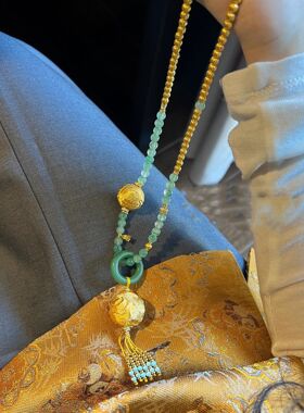 牡丹花球项链女轻奢小众高级感复古民族风毛衣链情侣时尚百搭项链