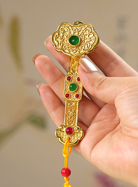 镀金吉祥如意手把件鎏金纯铜镀金工艺品把玩摆件生日抓周岁礼物