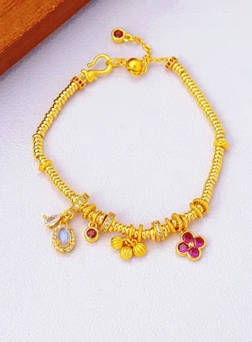 中古风锆石葫芦吊坠手链新中式文玩串珠手串精致时尚百搭气质手饰