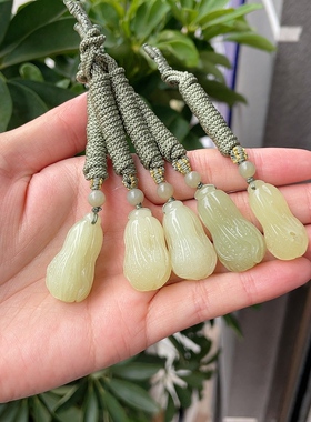 天然和田玉黄口白菜吊坠雕刻玉石瓜果蔬菜青菜大白菜玉坠diy手链