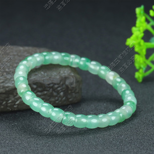 天然冰种飘绿花独龙玉直切手串非洲翠玉老型珠手串媲美翡翠手串珠