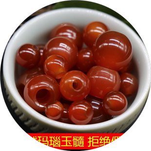 天然319-6-14mm红玛瑙大孔圆珠散珠子 孔径2-5mm DIY编织饰品厂家