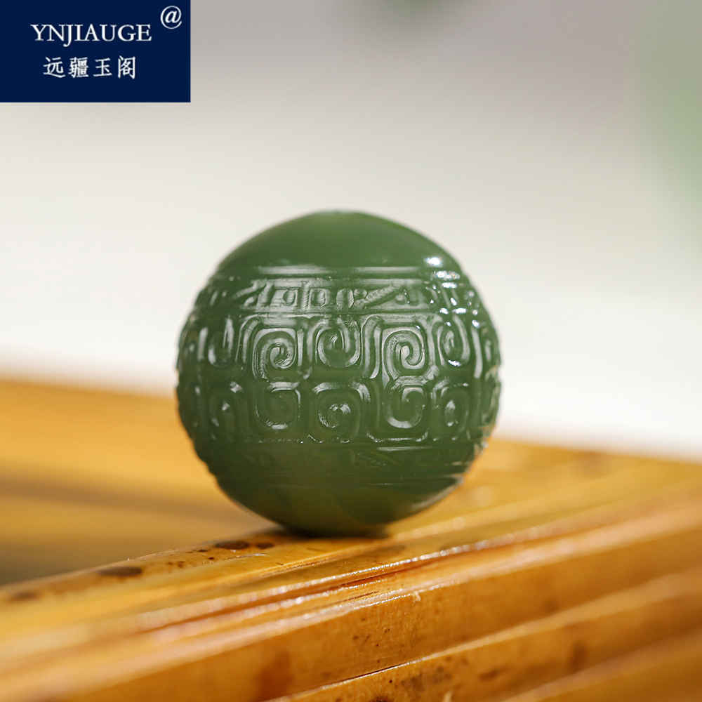 和田玉回纹珠鸭蛋青散珠单珠配珠