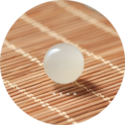 天然散珠青白色和田玉单颗