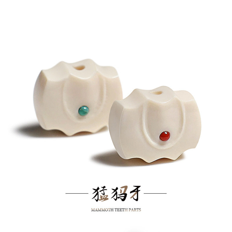 天然猛犸象牙散珠福在眼前蝙蝠手串配珠隔珠文玩diy饰品材料配件