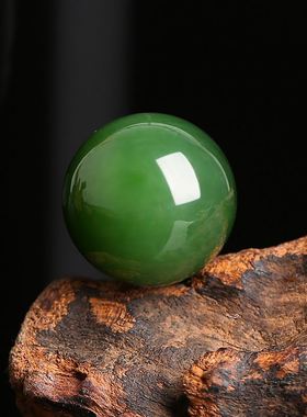 碧玉散珠圆珠天然和田玉珠子多宝配珠深色菠菜绿老矿单珠隔珠包邮