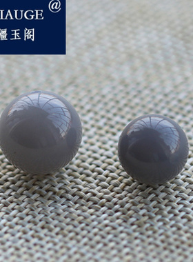 天然深烟紫色和田玉玉珠子单珠青海玉石圆珠子散珠多宝手串配珠