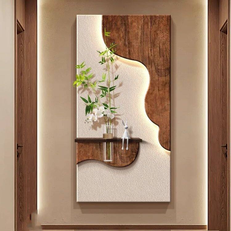 德国品质中古风水培绿植玄关装饰画入户进门壁灯侘寂风高级感走廊