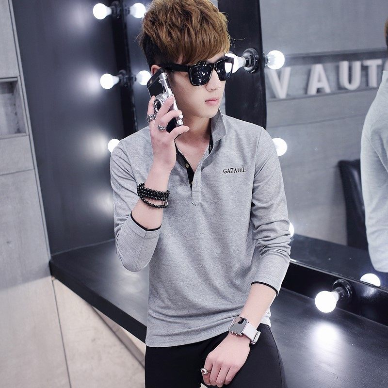 有领T恤春秋季男士长袖t恤纯棉休闲翻领宽松polo衫男装年轻人体恤|ruв категории Мужская одежда, футболка - от Buy2taobao.com для оказания профессиональной услуги покупки агента Taobao