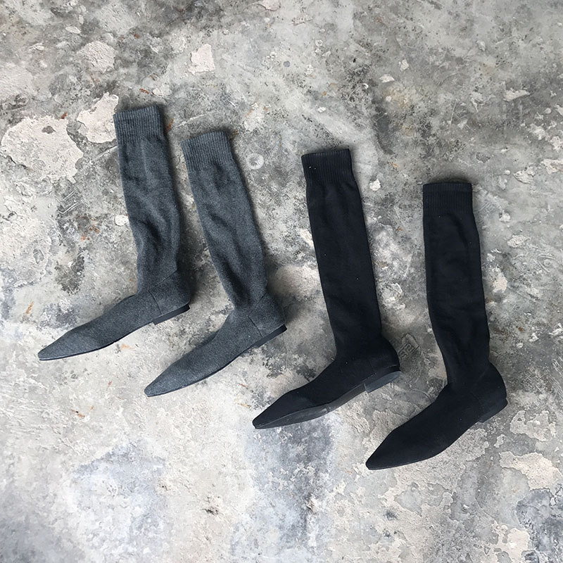 长靴女过膝靴2019秋冬平底弹力针织毛线长筒袜子靴瘦瘦尖头女靴子|ruв категории Женская обувь, сапоги - от Buy2taobao.com для оказания профессиональной услуги покупки агента Taobao
