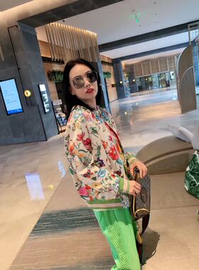 上货店欧洲站2023春夏新款欧货洋气印花宽松chic夹克女棒球服外套