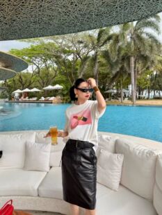 DQ2026早春新款 洋气彩色印花T恤高腰显瘦百搭弹力百褶半身裙 时尚