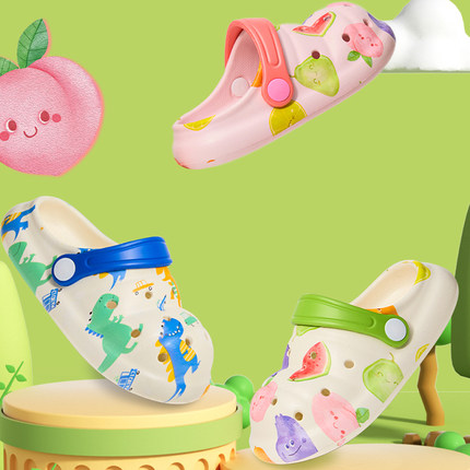 麦可兔儿童夏季凉拖印花拖鞋洞洞鞋多功能宝宝舒适EVA材质