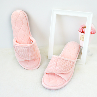 可调节魔术贴棉拖鞋女士拖鞋家居拖鞋有效静音防打滑空调房四季拖