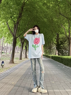 子 高街长裤 新因素侧边开叉拉链牛仔裤 男春夏破洞水洗潮牌直筒修身