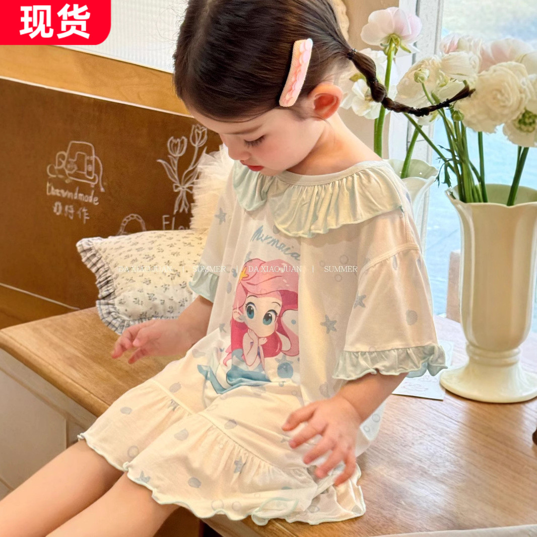 大小卷女童家居裙天丝