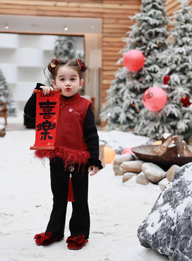 大小卷【一寸欢喜】冬季新款女童中国风马甲-77212