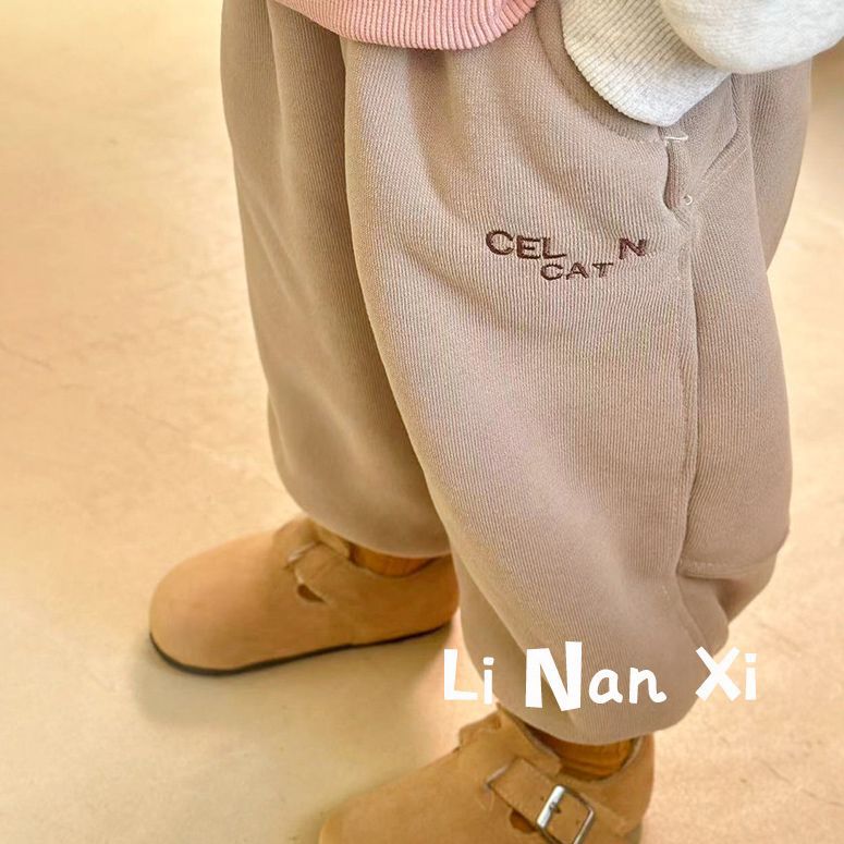 清仓里南希 韩版儿童加绒休闲裤卫裤 男女童一体绒厚实保暖运动裤