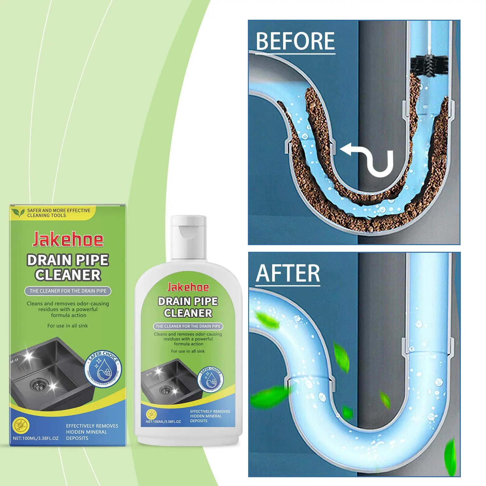 Drain Cleaner Sink Drain Kitchen Toilet Pipes Quick Unclog D