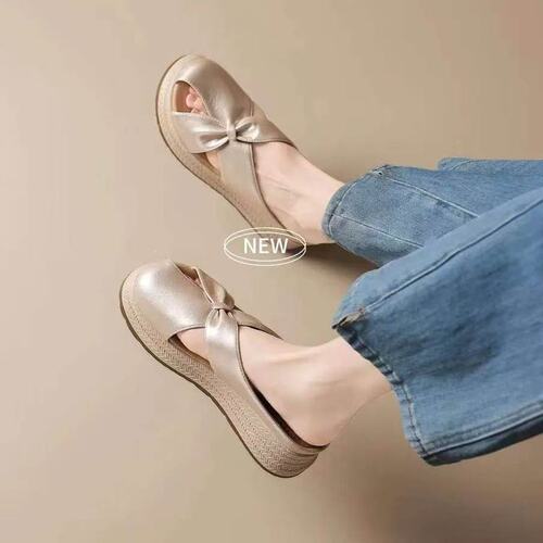 2026夏季新款包头拖女鞋平跟PU2026年夏季中跟(3-5cm)包头橡胶