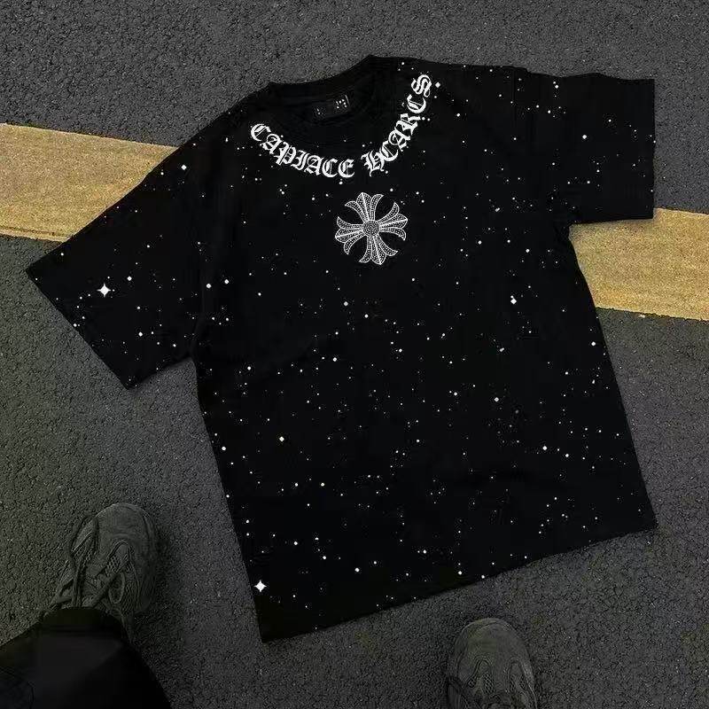 美式高街重工闪片满天星克罗十字T恤